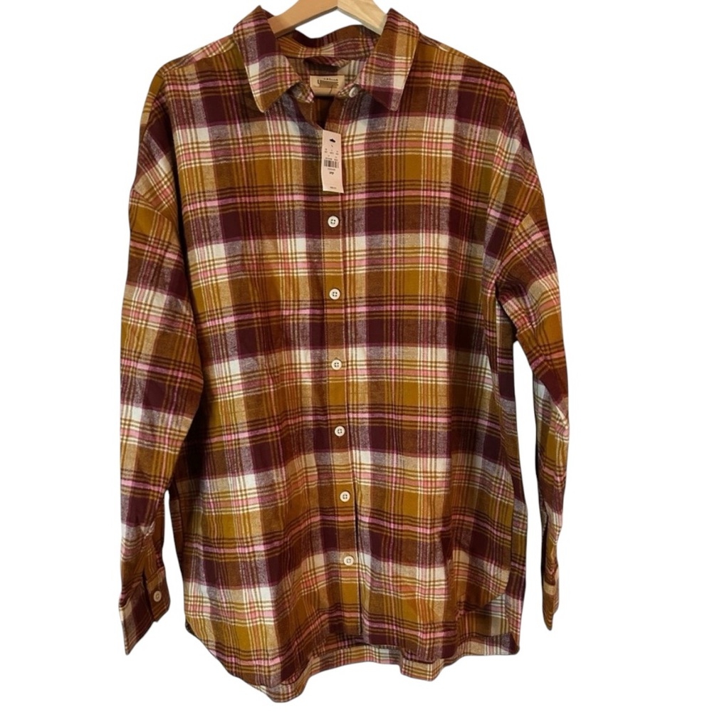 UpWest Women’s Oversized Plaid Flannel Shirt Size Large‎ NWT